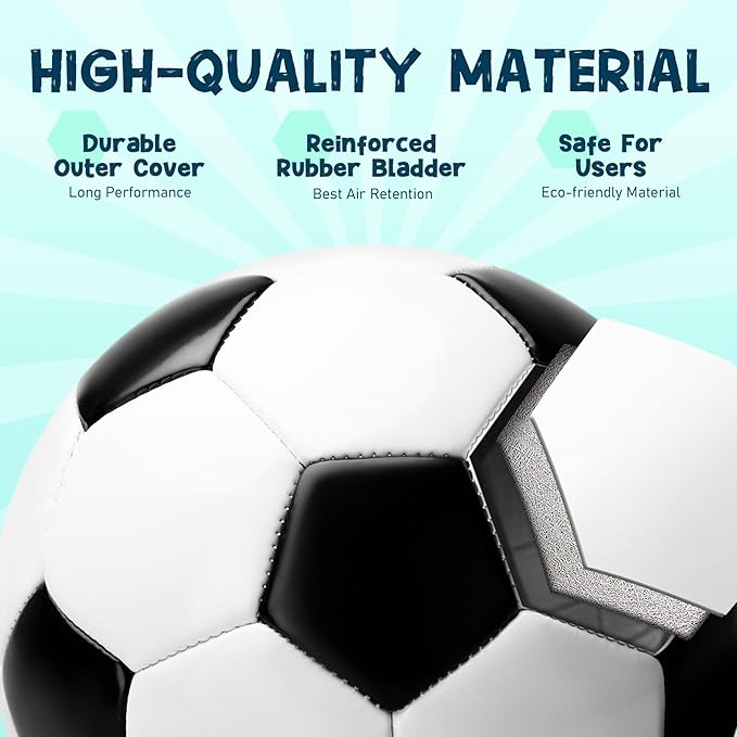 Soccer Ball Size 3/4/5 with Pump & Bag - Pack of 1, 2 or 3 - Official Size & Weight - Classic Black & White - Indoor Outdoor Use - Durable & Long-Lasting - Ideal Gift for Toddler, Kids, Youth & Adults