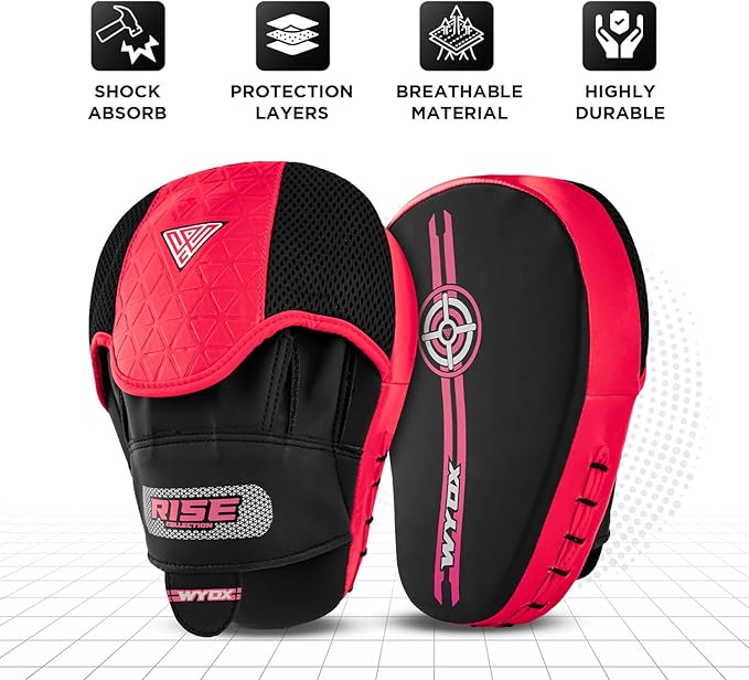 WYOX Curved Boxing Punch Mitts – Boxing Pads Training Set, Punching Mitts for Adults, Kickboxing Pads, Muay Thai Pads, Karate Pads, MMA Training Equipment, Martial Arts Focus Pads