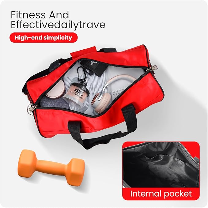 C&F BOGMOST Small Gym Bag for Travel & Duffel - 20 Inch Lightweight Carry On Bag for Men & Women, Mini Duffel Bag,Perfect for Sports, Weekend Trips, and Overnight Stays, Red