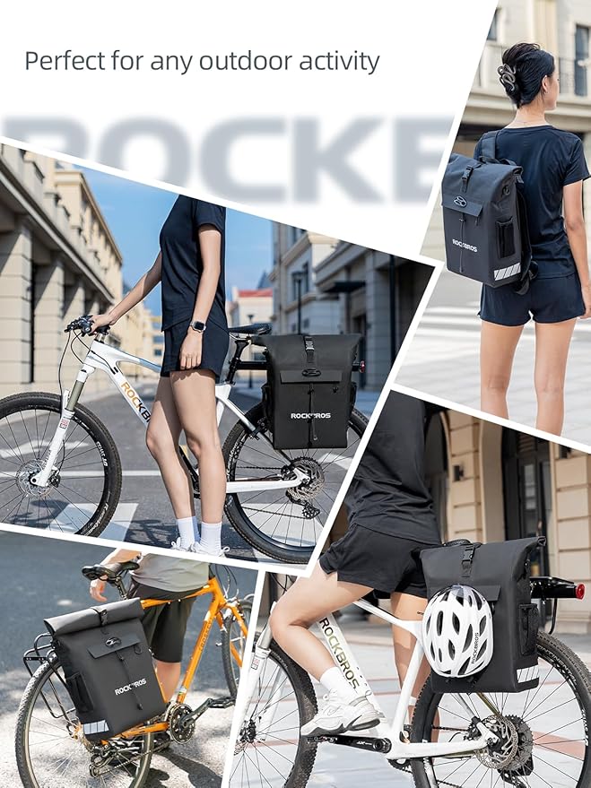 ROCKBROS Bike Pannier Bag Back Shelf Bag Bicycle Hanging Bag Waterproof Backpack Hand-held Backpack Rainproof Riding Equipment Mountain Road Bicycle