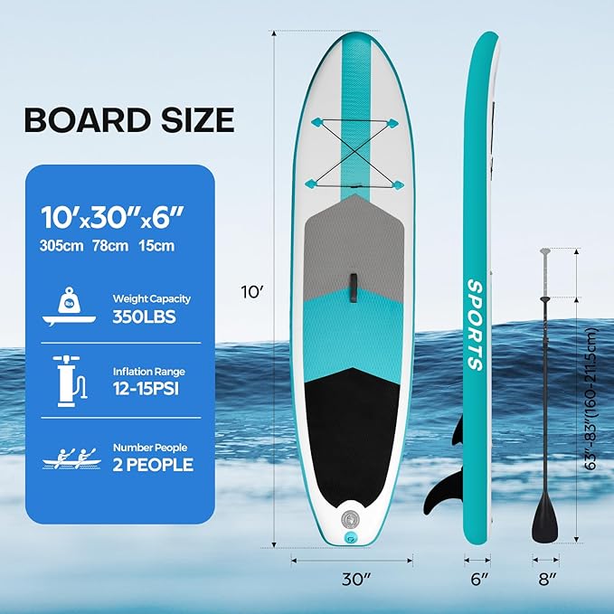 Panana Inflatable Stand Up Paddle Board, 10'x31 x6 SUP with Premium Paddle Board Accessories Kit, Anti-Slip EVA Deck for Adults Youth of All Skill Levels