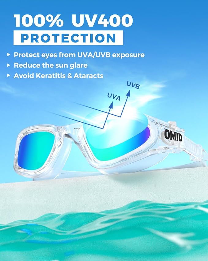 OMID Swim Goggles, P2 Polarized Swimming Goggles for Men Anti-fog Goggles Swimming for Adult Women