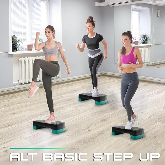 Yes4All 18.1" Aerobic Exercise Step Platform with 2 Risers, Adjustable Height Workout Stepper 3" 5.1" for Home Gym Step Up Exercise & Balance Training, Mulltiple Colors