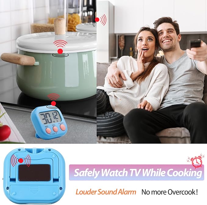 Weewooday 24 Pcs Digital Kitchen Timer Magnetic Timer Bulk On/Off Switch Minute Second Count up Countdown Loud Alarm for Exercise Cook Baking(Multicolor)