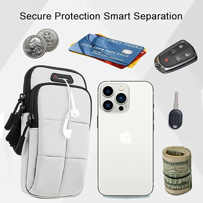 Phone Holder, Arm Bands for Workout, Use for Running, Walking, Hiking & Biking (Grayish White)