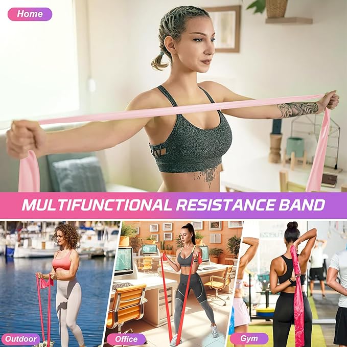 5 Pcs Resistance Bands, Professional Exercise Bands Elastic Stretch Bands for Fitness Yoga Pilates Stretching Strength Training, Workout Bands for Women and Men Home Gym