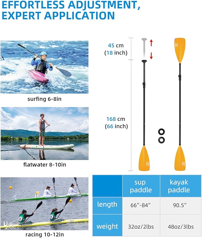 OCEANBROAD SUP Paddle - Adjustable Stand-Up Paddle for Paddleboard Kayak, Adjustable Aluminum Alloy Shaft with Reinforced Nylon Blades