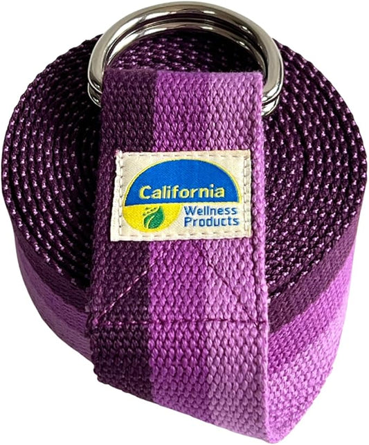 California Yoga Strap | Yoga Belt with Safe Adjustable D-Ring Buckle for Pilates | Stretching Strap | Exercise Bands | Physical Therapy | Improves Sitting Posture