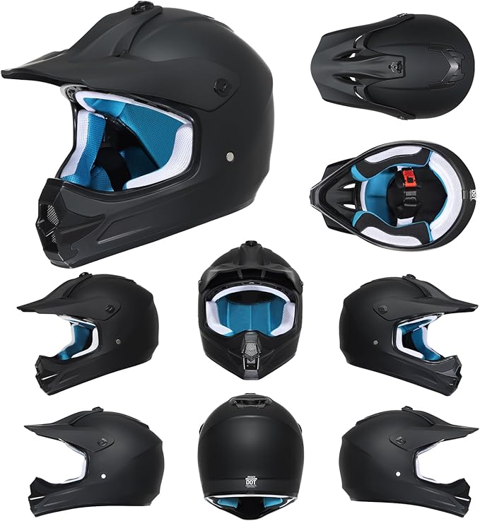 Youth Dirt Bike Helmet DOT Certified - Full Face Motorcycle Helmet for Off-Road, ATV, Street Riding, Includes Adjustable Goggles & Protective Gloves