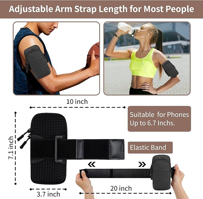 Phone Arm Bands for Running, Armband Cell Phone Holder for Exercise (Black)