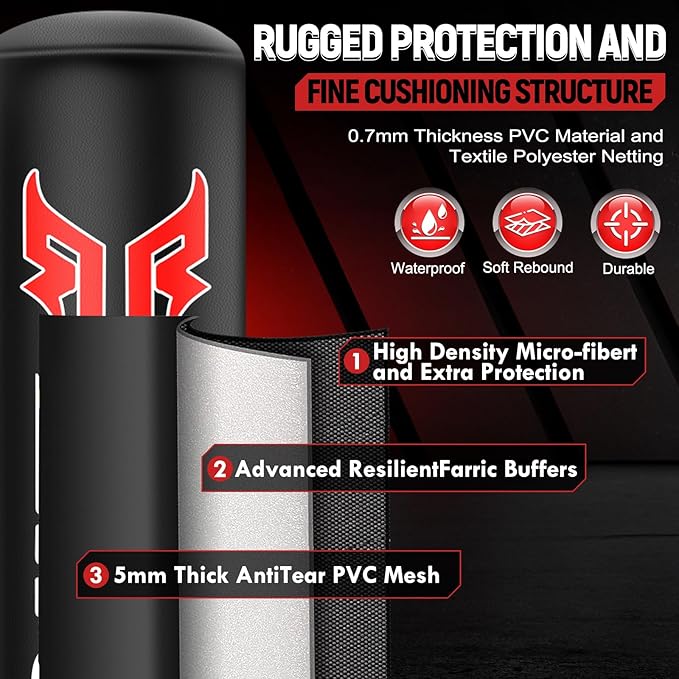 Standing Punching Bag for Adults, Upgrated Base Heavy Bag with Stand Boxing Training Equipment with MMA Gloves and Pump, 0.7mm Thickening Material Kicking Bag for Home Gym Workout Muay Thai Fitness