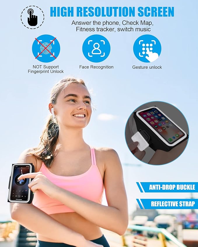 Running Armband [3D Design] with Key Pouch, Running Phone Holder for iPhone 16 15 14 13 12 11 Pro Max Plus, Samsung S25 S24 S23 S22 [Up to 6.9 Inch], Gym Workouts Sports Arm Band with Card Holder