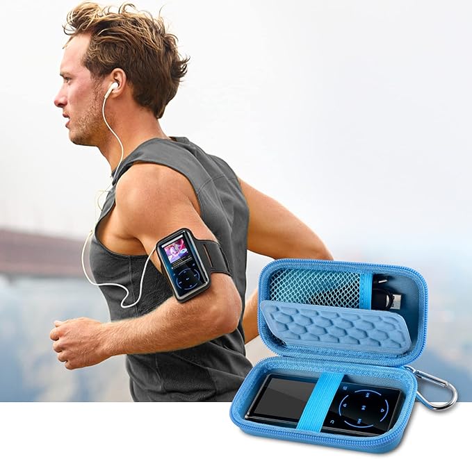 MP3 & MP4 Player Case for SOULCKER/G.G.Martinsen/Grtdhx/iPod Nano/Sandisk Music Player/Sony NW-A45 and Other Music Players with Bluetooth. Fit for Earbuds, USB Cable, Memory Card - Blue