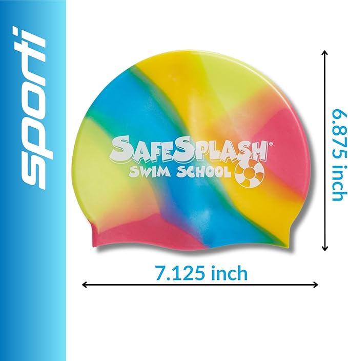 Sporti Silicone Swim Cap for Kids, Unisex Youth Swimming Cap, Protection Bathing Caps for Your Children, Aged 2-10