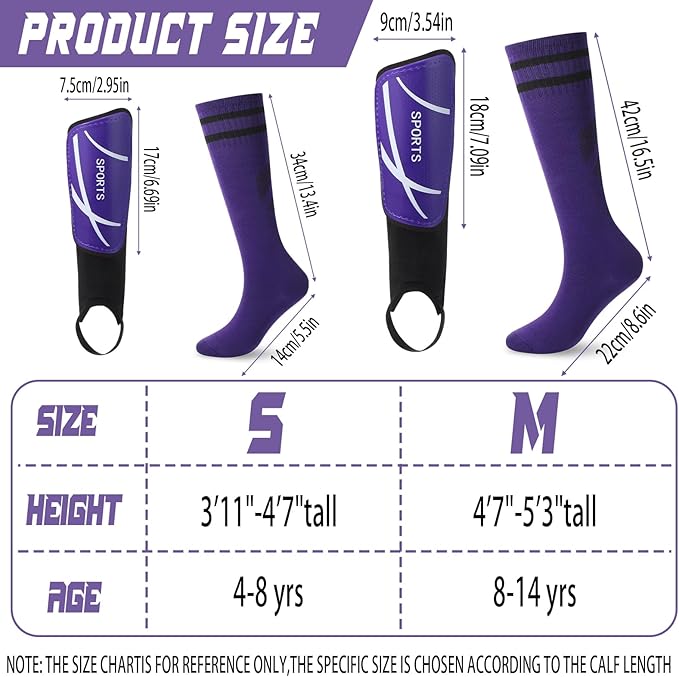 Soccer Shin Guards and Socks Kids Youth Lightweight Soccer Pads Defender with Ankle Protection Ski Shin Guards Football Equipment for Age 4-14 Toddler Boys Girls Teens