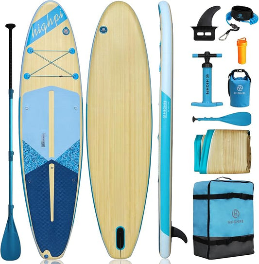 Highpi Inflatable Stand Up Paddle Board for Youth and Adults – Wide Sup with Premium Accessories, Blow Up Paddleboard for Surfing, Fishing, Yoga & More