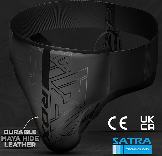 RDX Groin Protector for Boxing, Muay Thai, Kickboxing and MMA Fighting, Maya Hide Leather Abdo Gear for Martial Arts Training, Men Jockstrap Abdominal Protector for Sparring, Taekwondo and Grappling