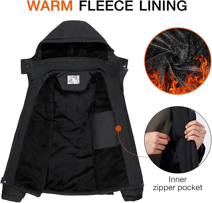 CAMEL CROWN Men's Mountain Ski Snow Jacket Waterproof Winter Coat Snowboarding Windbreaker Windproof Warm Hooded Snow Coat