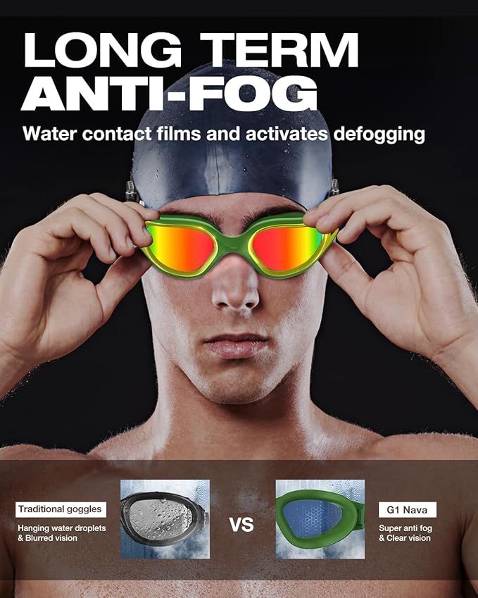 ZIONOR G1 Nava Super Anti-Fog Unisex Swim Goggles Mirror/Bright Smoke Lens