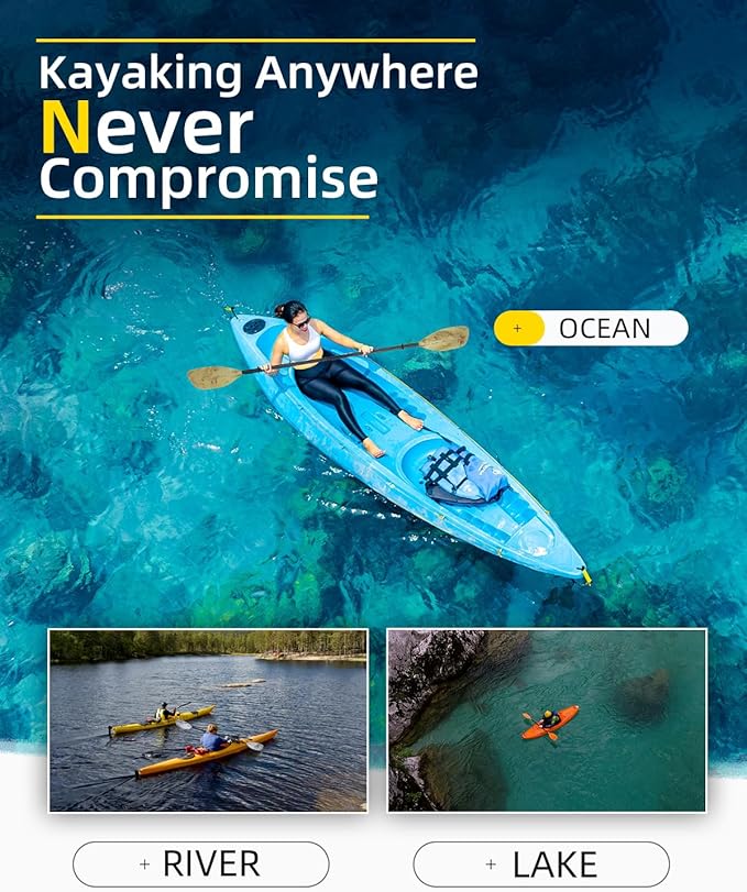 OCEANBROAD Kayak Paddle 86in/218cm, 90.5in/230cm Alloy Shaft 2-Piece Floatable Kayak Oar for Kayaking Canoeing Boating