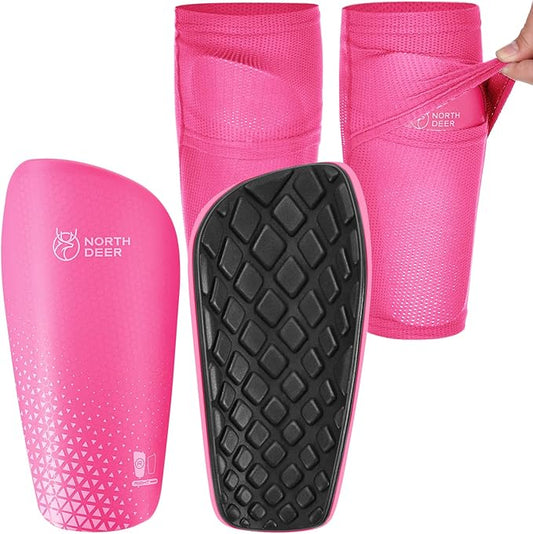 Northdeer Soccer Shin Guards for Kids Adults. Sleeves with Optimized Insert Pocket - Protective Soccer for Boys Girls Men