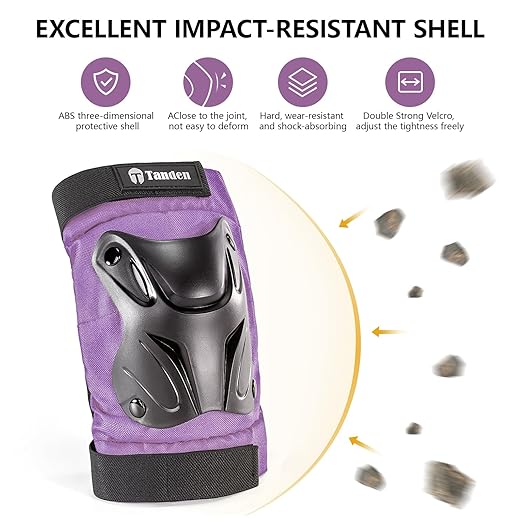 Skating Protective Gear Adult Knee and Elbow Pads Wrist Guards for Roller Skating Skateboarding, Skate Pads Adult Knee Pads for Men Women Purple