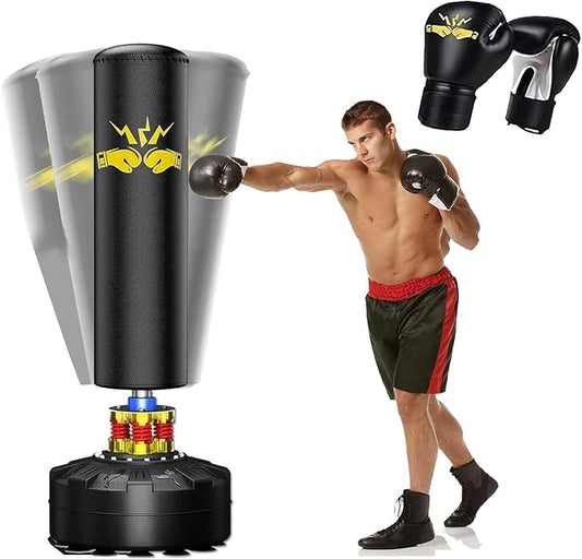 Freestanding Punching Bag for Adults,70'' Boxing Bag with Stand Kicking Bag Heavy Bag with Boxing Gloves，Suitable for Boxing and Kickboxing for Home Office Gym，Gift for Boys and Girls