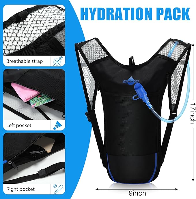 Sweetude Hydration Backpack Set with 2L Water Bladder for Men and Women Lightweight Water Pack for Cycling Biking Hiking Running Climbing