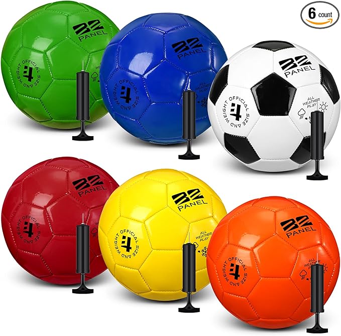 Deflated Soccer Balls with Pump Bulk Outdoor and Indoor Training Practice Soccer Ball Machine Stitched for Sports Birthday Gift Party Supplies