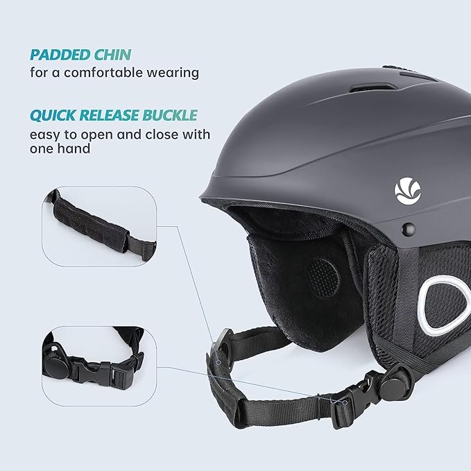 VANRORA Ski Helmet, Snowboard Helmet for Men & Women, Climate Control Venting, Dial Fit, Goggles Compatible, Removable Fleece Liner and Ear Pads, Safety-Certified