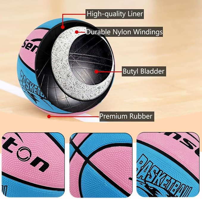 Senston Kids Basketball Balls Size 3/5/7 Basketballs Indoor Outdoor 27.5/29.5 inch Basketball Gifts for Kids/Girls/Boys