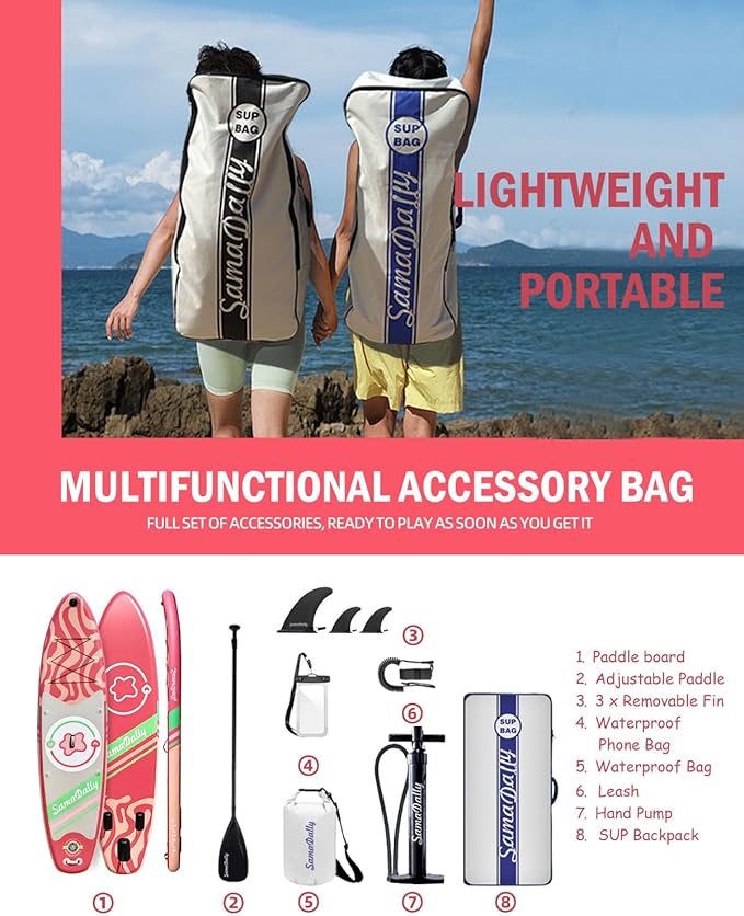 11'Stand Up Paddle Boards Surf Control with Premium SUP Board Accessories Backpack & Removable Fins, 34" Wide Inflatable Paddle Boards of All Skill Levels