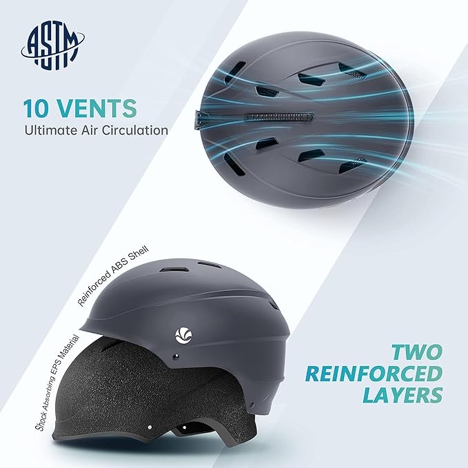 VANRORA Ski Helmet, Snowboard Helmet for Men & Women, Climate Control Venting, Dial Fit, Goggles Compatible, Removable Fleece Liner and Ear Pads, Safety-Certified