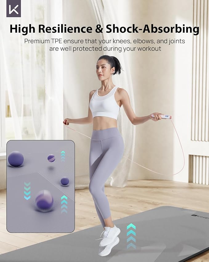 KEEP Yoga Mat, 32" Extra Wide Exercise Mat with Strap for Men and Women, 7mm Thick Double-Sided Non-Slip Eco-friendly Yoga Mat for Pilates, Workout and Fitness