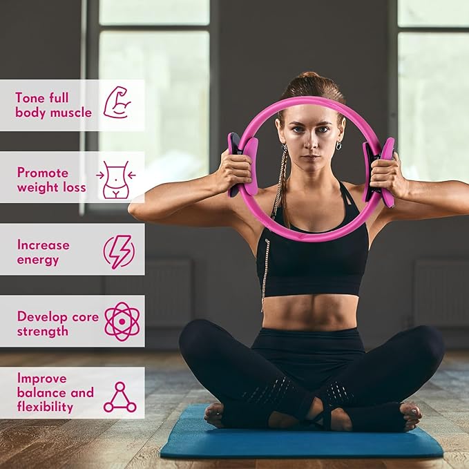 Syhood Pilates Ring 11. 81 Inch Pilates Circle Yoga Ring Magic Lightweight Flexible Workout Equipment for Fitness Physical Therapy Resistance Exercise Arms Legs