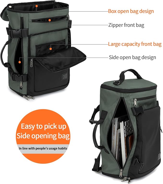 Kalesi Gym Duffle Bag Backpack 4-Way Waterproof with Shoes Compartment for travel Sport Hiking laptop Business-grey