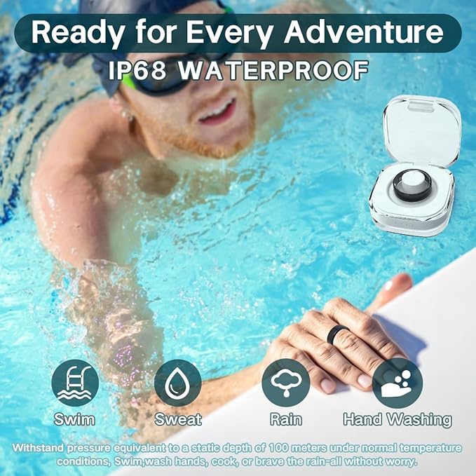 Smart Rings for Women Men,Fitness Tracker Ring,Heart Rate,Blood Oxygen,Blood Pressure,Step Tracker,Sleep Monitoring,No Subscription Fee,IP68 Waterproof Smart Ring for iphone&Android(Silver 7)