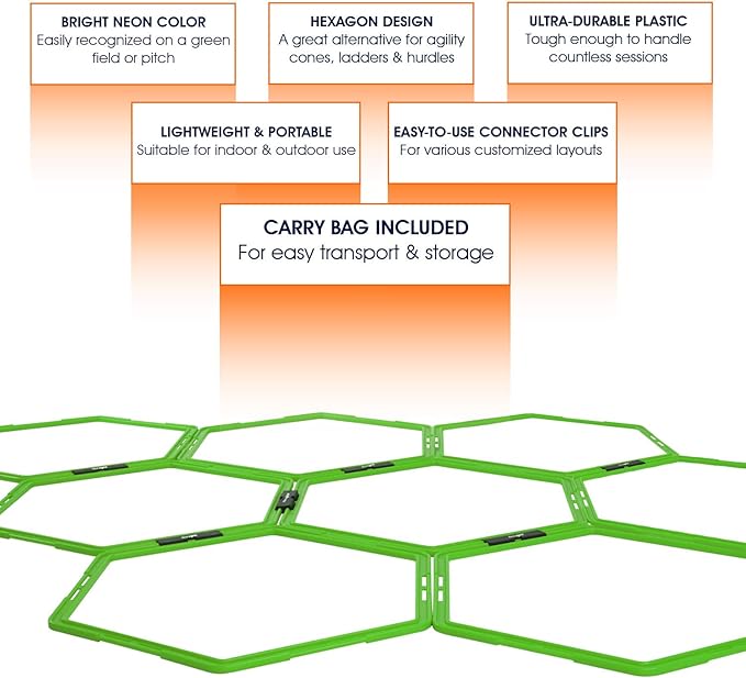 Yes4All Hex Agility Rings/Speed Rings with Carrying Bag – Hexagon Rings, Agility Hurdles for Agility Footwork Training