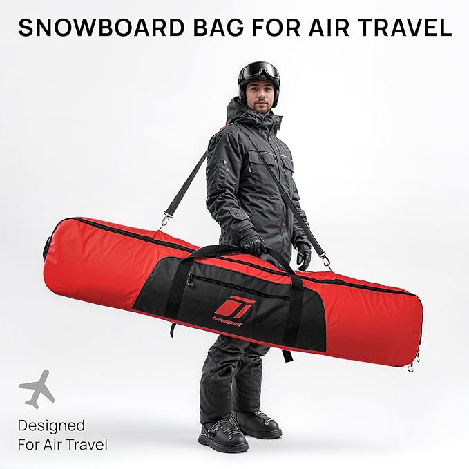 Snowboard Bag For Air Travel - Padded Snowboard Bag - Waterproof and Fully Padded Snowboarding Travel Bag For Flying - Up to 165 CM Snowboards