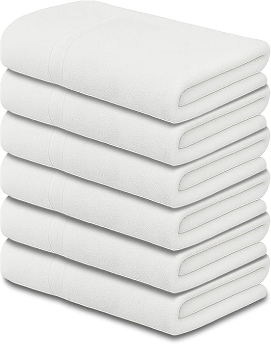 CH White Bath Towels Bulk - 22 x 44 Inches, 100% Cotton Economy Light Weight Towels for Commercial Use - Quick Dry, Ultra-Soft, and Absorbent Bulk Towels (6 Pack)