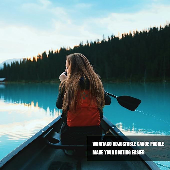 Canoe Paddles Aluminum Paddle with Plastic Blades Floating Adjustable Canoeing and Boating Oars, 122-152 cm/4-5 Ft, Black/Yellow