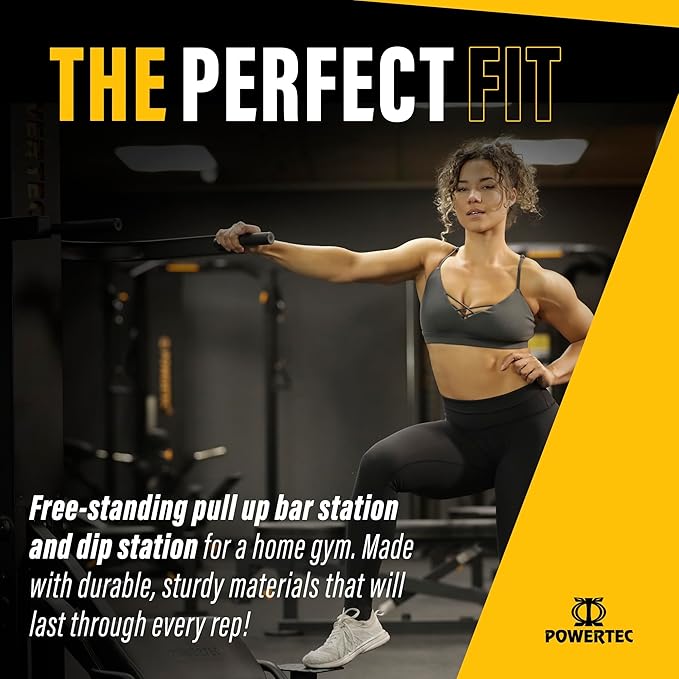 PowerTec Levergym Assisted Chin Up Bar and Dip Station, 400 lbs Max Load - Pullup Bar and Home Gym Equipment with Loaded Weights for Resistance Assist - Workout Equipment for Home Workouts