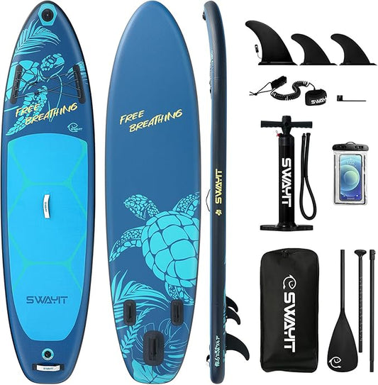 Inflatable Stand Up Paddle Board – Durable SUP for Adults & Youth,33" Wide Blow Up Paddle Board with Paddle, Pump, Backpack,Leash – All Around Stable for All Skill Levels, Carries up to 450 lbs
