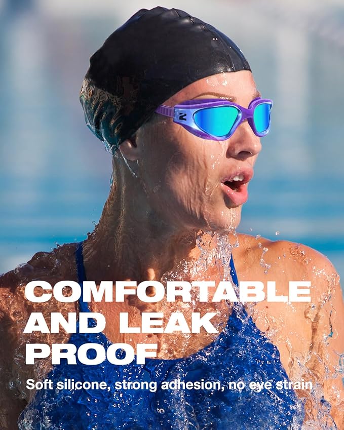 ZIONOR G1 Nava Super Anti-Fog Unisex Swim Goggles Mirror/Bright Smoke Lens