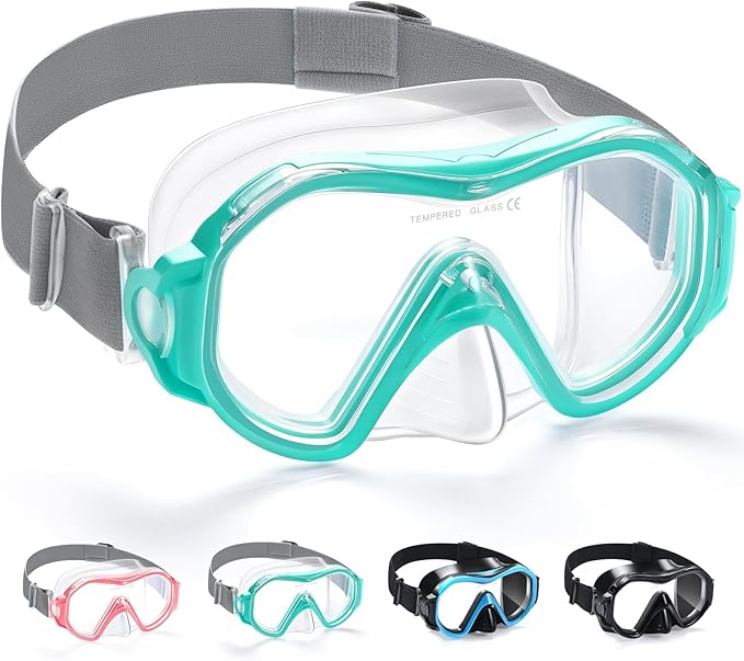 Supertrip Adult Swim Goggles Swimming Goggles with Nose Cover Elastic Fabric Strap Tempered Glass Snorkeling Gear for Adults