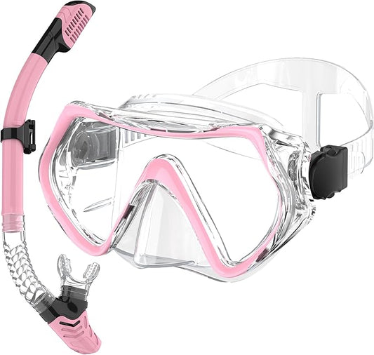 Snorkeling Gear, Dry Snorkel Set180° Panoramic Wide View,Anti-Fog Scuba Diving Mask, Professional Snorkeling Gear for Free Breathing, Swimming, Diving