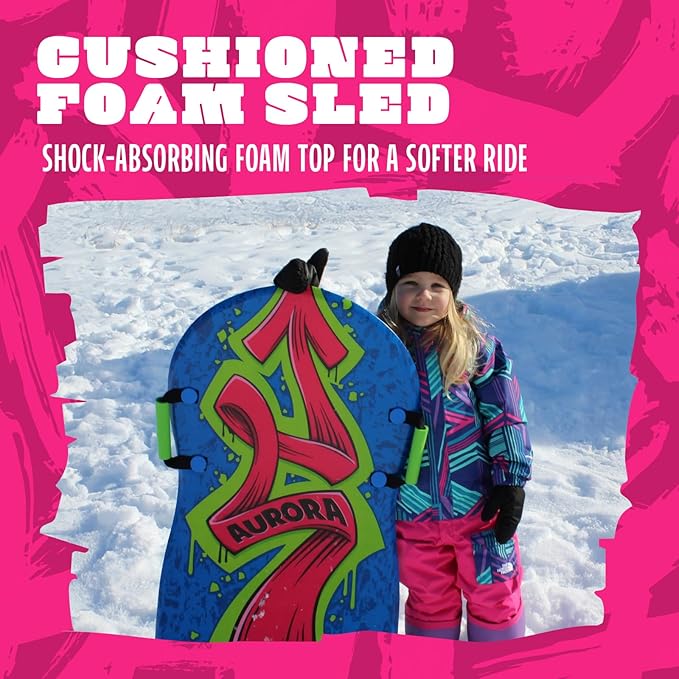 Flexible Flyer Lightweight Foam Slider, Adult and Kids Snow Play Sled with Handles, Winter Toboggan Sled for Ages 5 and Up