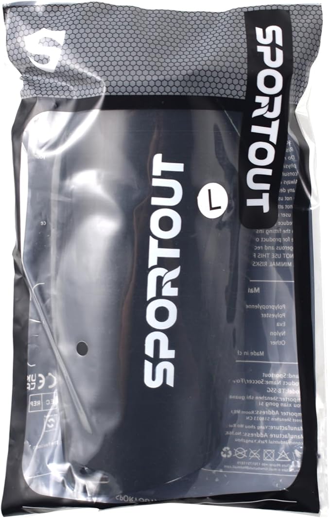 Sportout Soccer Shin Guards - Shin Guards Soccer Kids Youth Adult Protective Shin Pads with Sleeves and Insert Pocket for Boys Girls for Age 4-6, 6-8, 8-10,10-12,12-14,14-Adult
