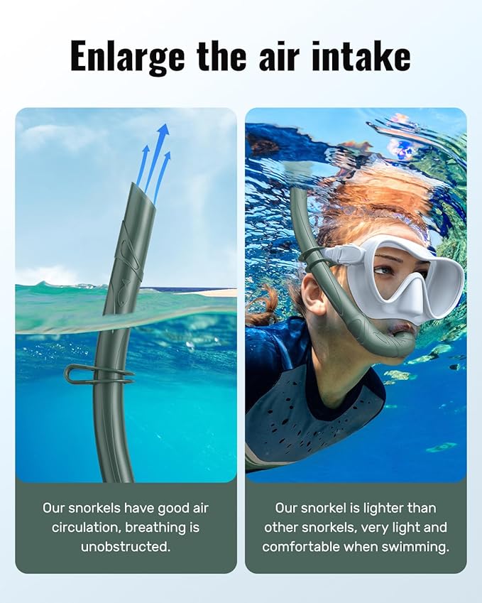 W WSTOO Adults Diving Snorkel Breathing Tube Silicone Flexible Foldable Snorkel Anti-Drop for Freediving Swim Training,Diving and Scuba Diving,Easy to Carry for Travel