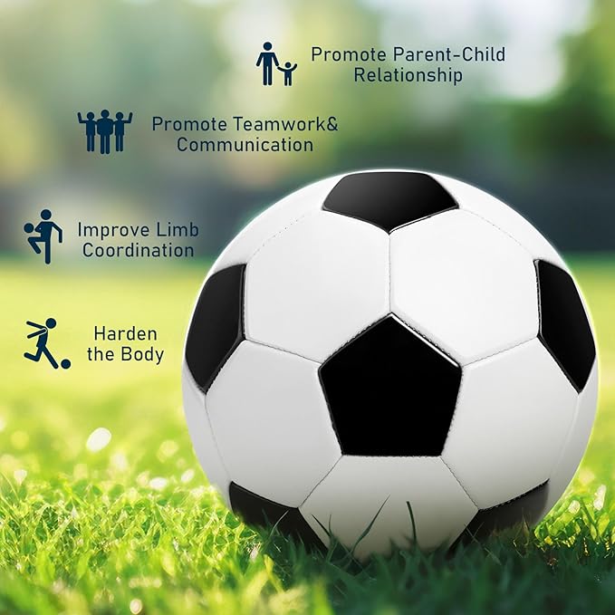 Soccer Ball Size 3/4/5 with Pump & Bag - Pack of 1, 2 or 3 - Official Size & Weight - Classic Black & White - Indoor Outdoor Use - Durable & Long-Lasting - Ideal Gift for Toddler, Kids, Youth & Adults